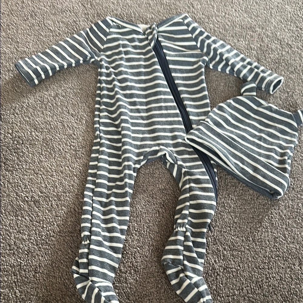 Striped Gray and White Kids One Piece